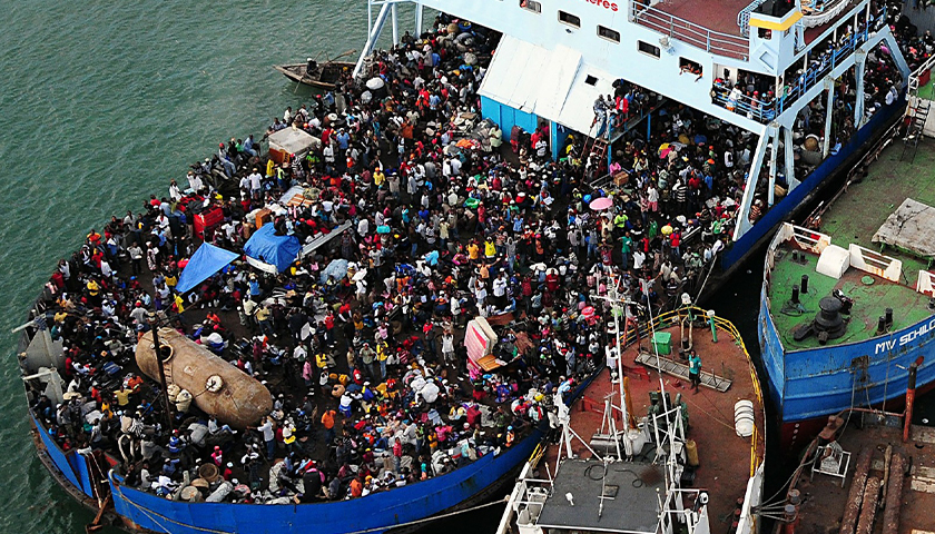 Haitian migrants on a boat