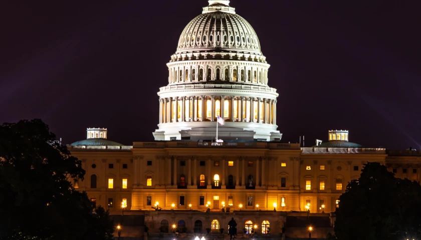 United States Capitol building at night